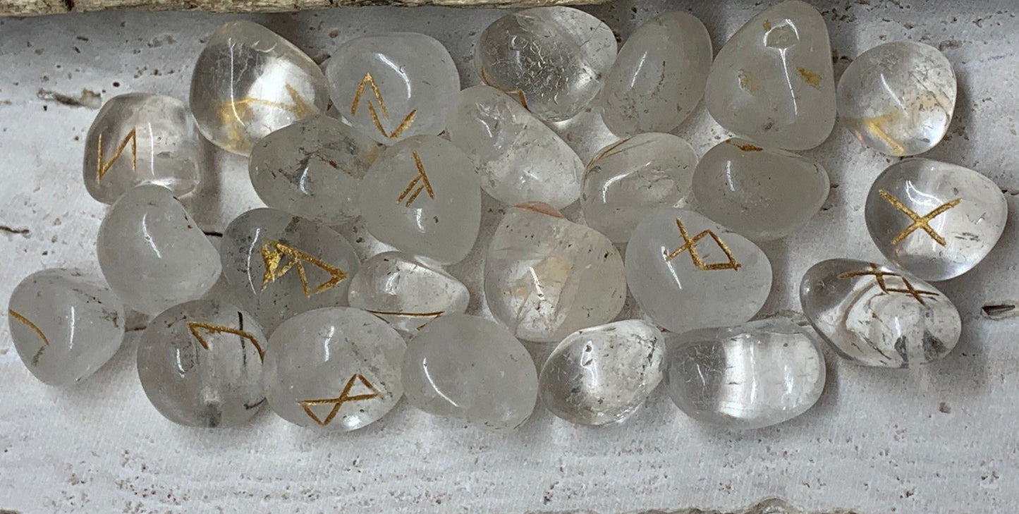 25 Piece Clear Quartz Rune Set (Small Stones) KIT-0032
