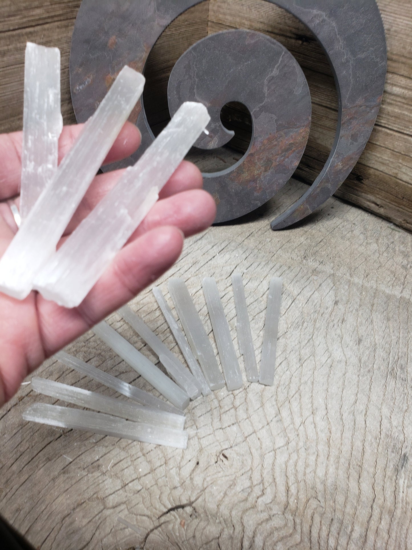 Selenite Stick (Approx 3 1/2") for Crown Chakra, Small Stick Wands, Supply for Crystal Grid, Stone of the Moon Goddess G-0001