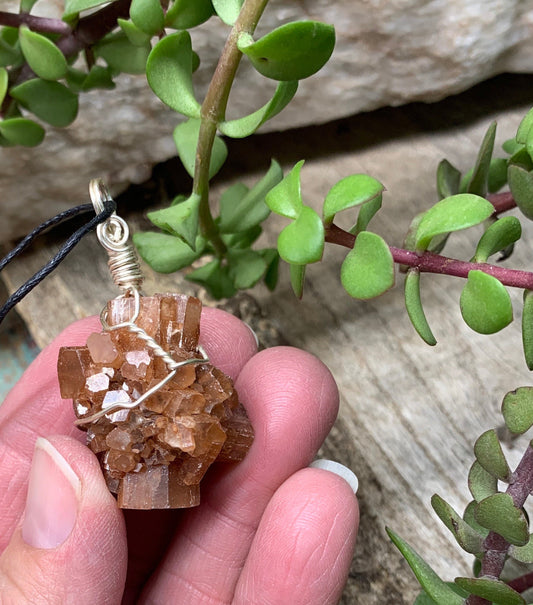Aragonite Necklace, Wire Wrapped, Hand Made, Beautiful, Abundance NCK-0376