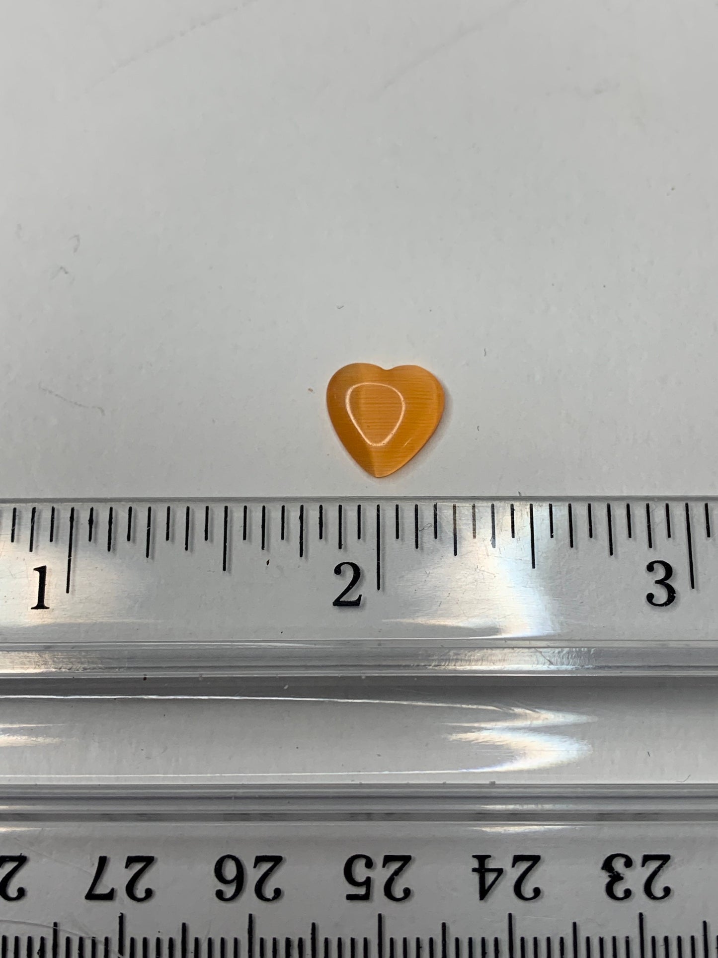 Orange Cat's Eye Heart, Polished (Approx .4") Polished Stone for Crystal Grid or Craft Supply 0128
