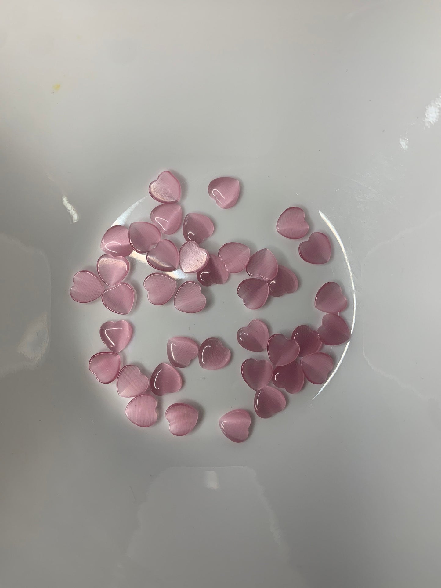 Pink Cat's Eye Heart, Polished (Approx .4")  Polished Stone for Crystal Grid or Craft Supply 0161