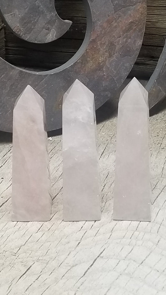 Rose Quartz Obelisk, (Approx. 3 - 3 3/4") 0914 Stone Point, Supply for Crystal Grid, Home Decor or Crafts