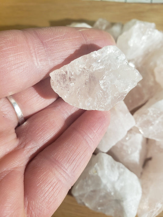 Rose Quartz, Raw Crystal (Approx 1 1/4" - 1 1/2")  Polished Stone for the Heart Chakra, for Wire Wrapping or Crystal Grid Supply 1268