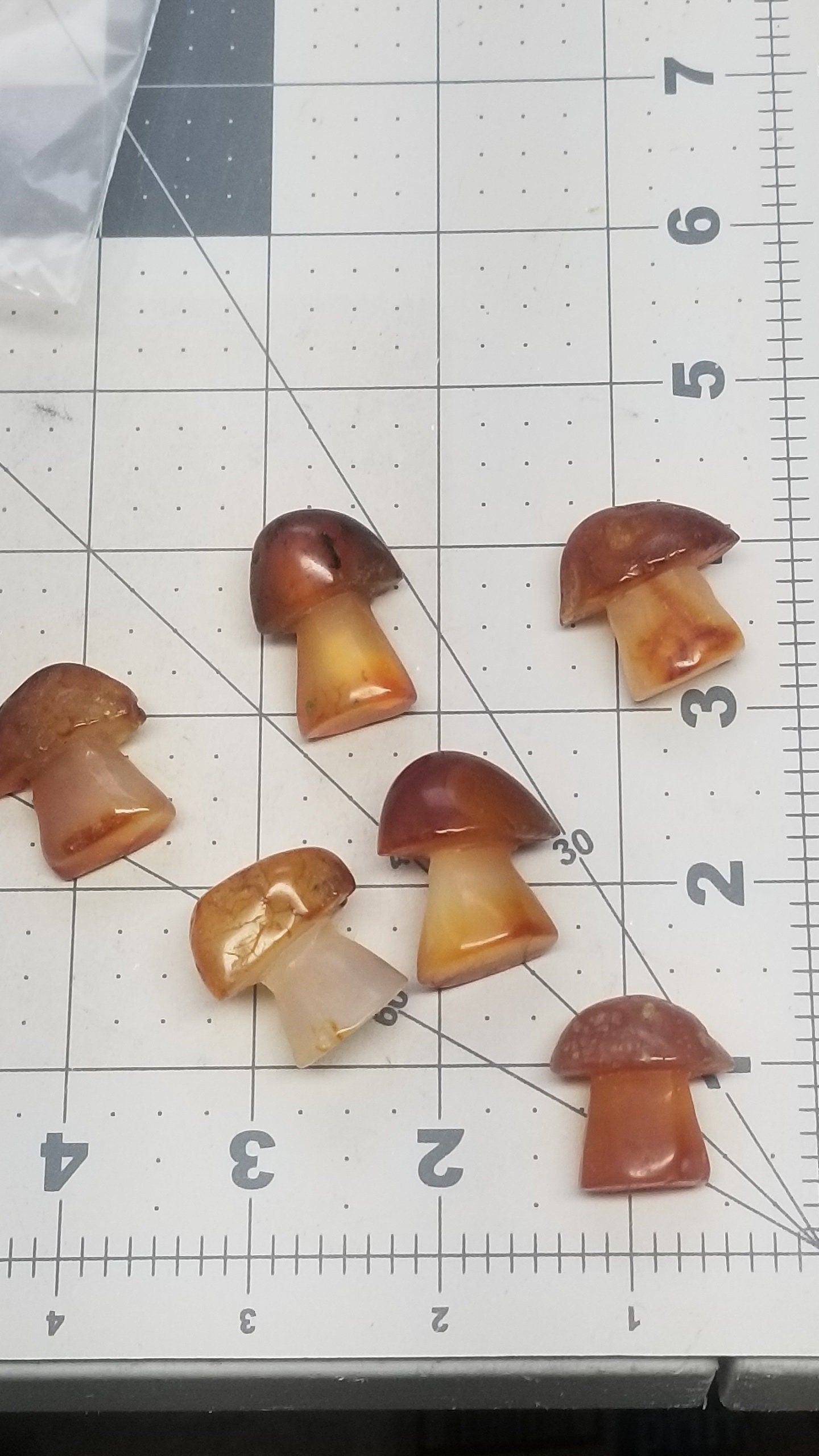 Mushroom, Carnelian Agate, Polished (Approx 1 1/2 " x 1 1/2 ")  Polished Stone for Crystal Grid or Craft Fairy Garden Supply 0001