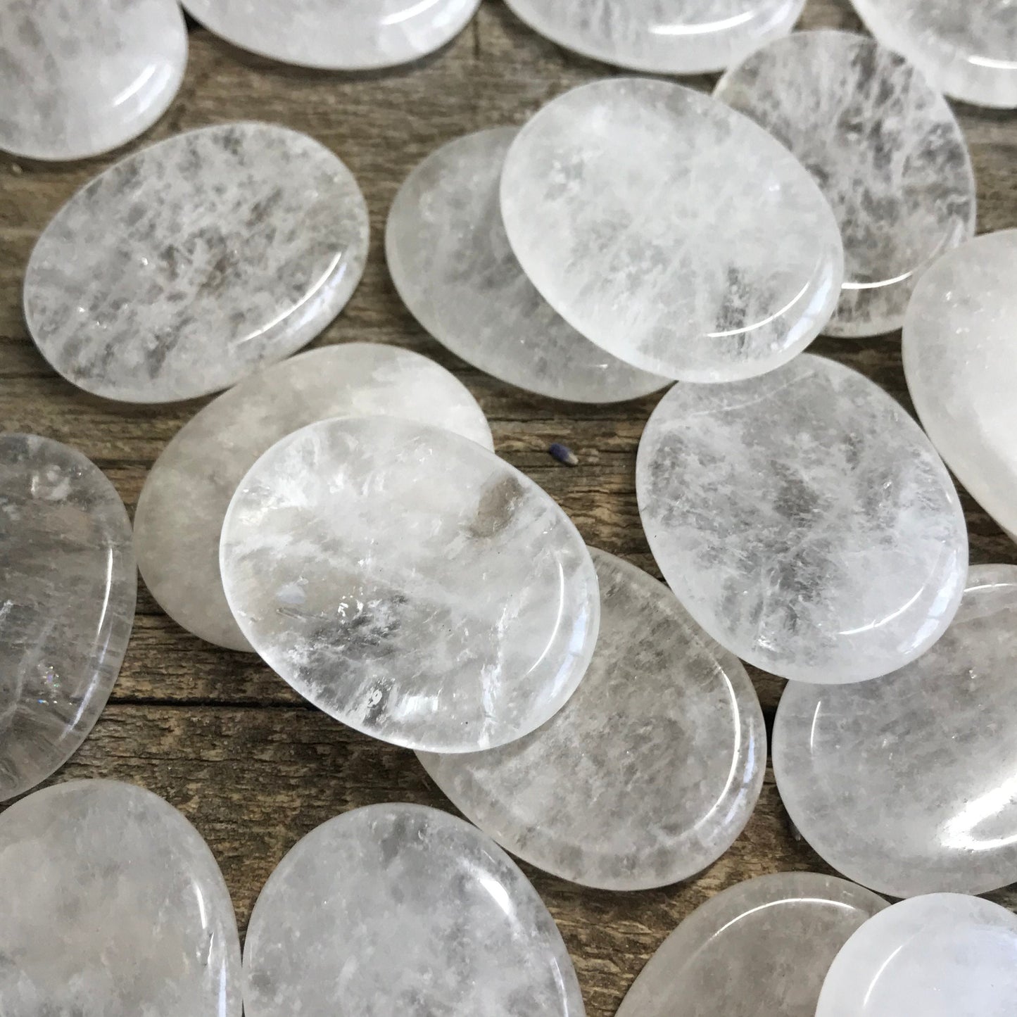 Quartz Worry Stone (Approx 1 3/4" x 1 1/3")  Polished Stone for the Crown Chakra 1385