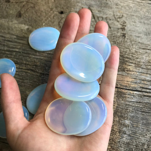 Opalite Worry Stone (Approx. 1 3/8" x 1 3/4")  Polished Stone for Wire Wrapping or Crystal Grid Supply 1415