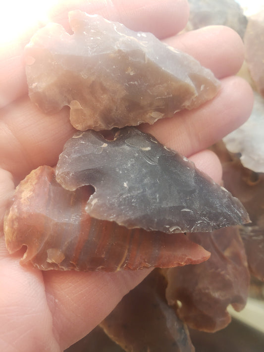 Agate Arrowhead (Approx. 1 1/2" - 1 3/4” long) Protective Stone, for Wire Wrapping or Crystal Grid 1334