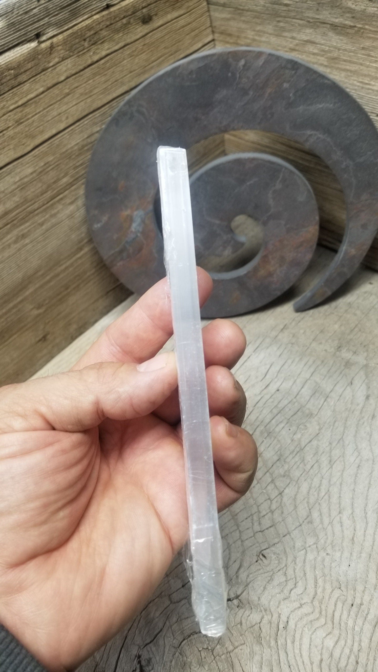 Selenite Bar, Wand, Rod, Stick Etched Sacred Geometry (Approx. 6") G-0013