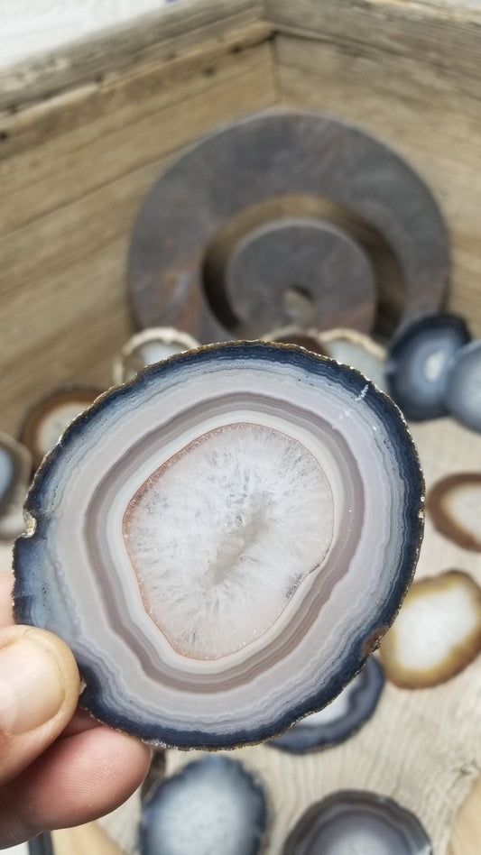 Agate Slab, Grey and Natural Tones, Natural  Agate (Approx. 2 1/2 - 3 1/2") 0456