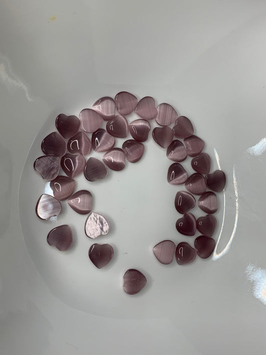 Purple Cat's Eye Heart, Polished (Approx .4")  Polished Stone for Crystal Grid or Craft Supply 0160