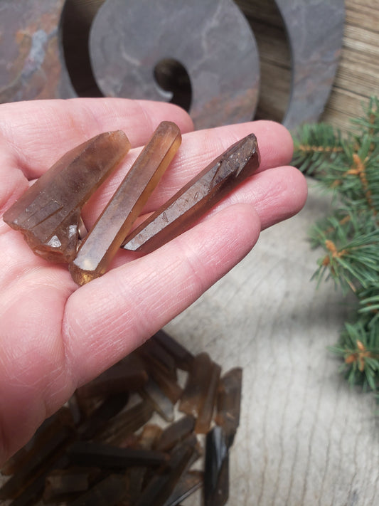 Small Natural Smoky Citrine Crystal Point, (Approx 1 1/2" -1 3/4" long) One Crystal, Quartz Rough, for Crystal Grid Making 0482