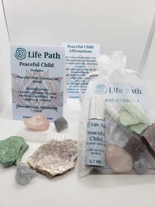 Peaceful Child Kit, Comes with Essential Oil Blend, Crystals and Affirmations 1596