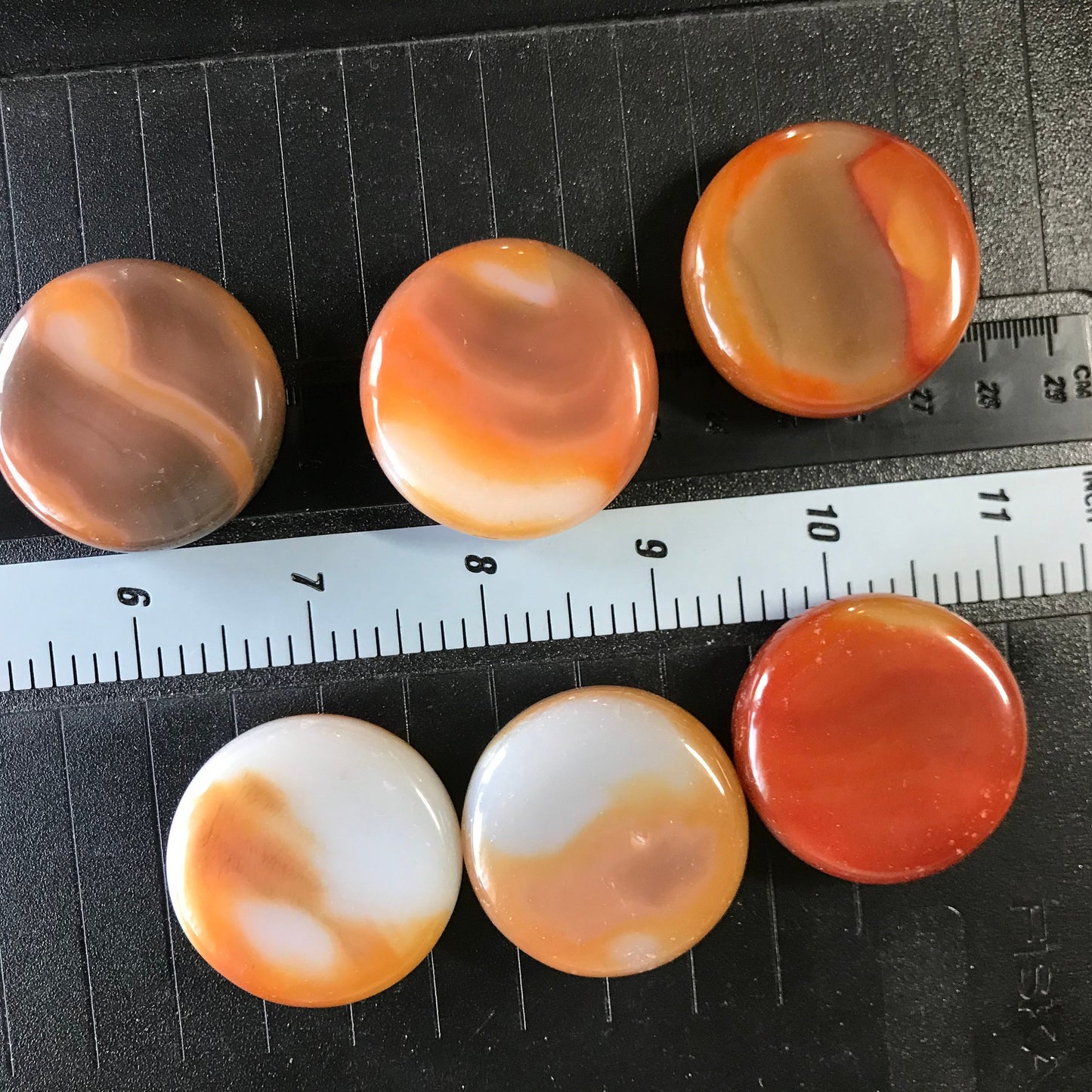 Carnelian Agate Polished Disk (Approx 1 3/5") Polished Stone for Crystal Grid or Craft Supply 0264