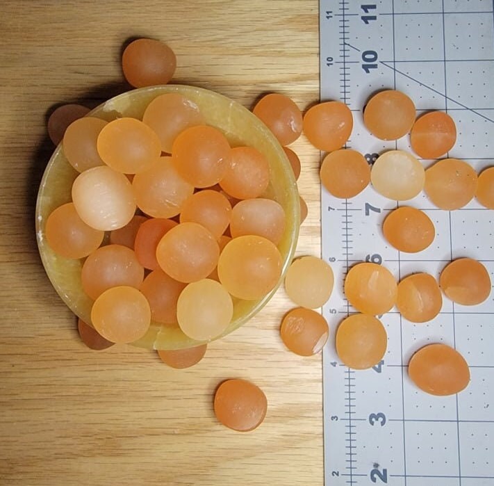 Orange Selenite Tumbled Stone G-0022 (Approx. 3/4” - 1") for Sacral Chakra, Crystal Heart, Supply for Crystal Grid, for Cleansing