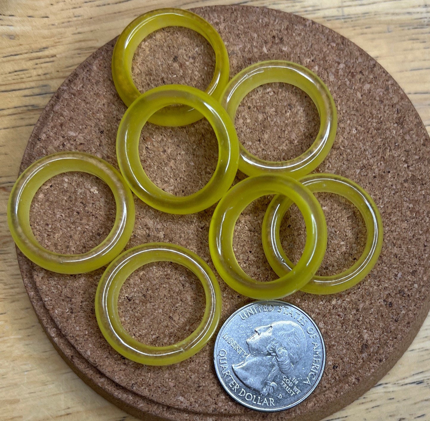 Yellow Cat's Eye Fiber Optic Stone Ring RNG-0061 Size 8