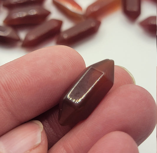 Carnelian Agate Double Terminated Crystal Point (Approx. 3/4") T-0044