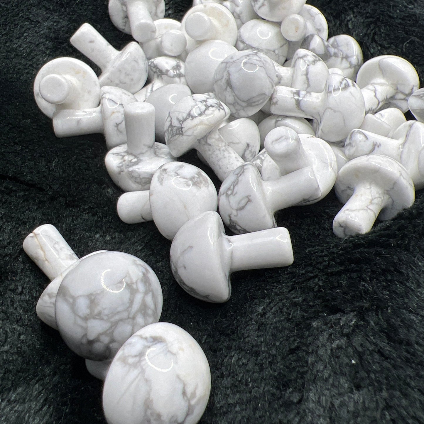 White Howlite Carved Mushroom 0033 (Approx. 5/8”x 3/4”)