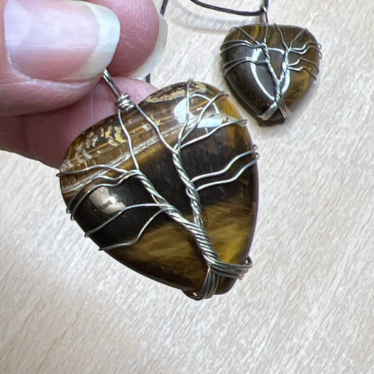 Tigers Eye Heart  Wire Wrapped Necklace NCK-2666 Tree of Life