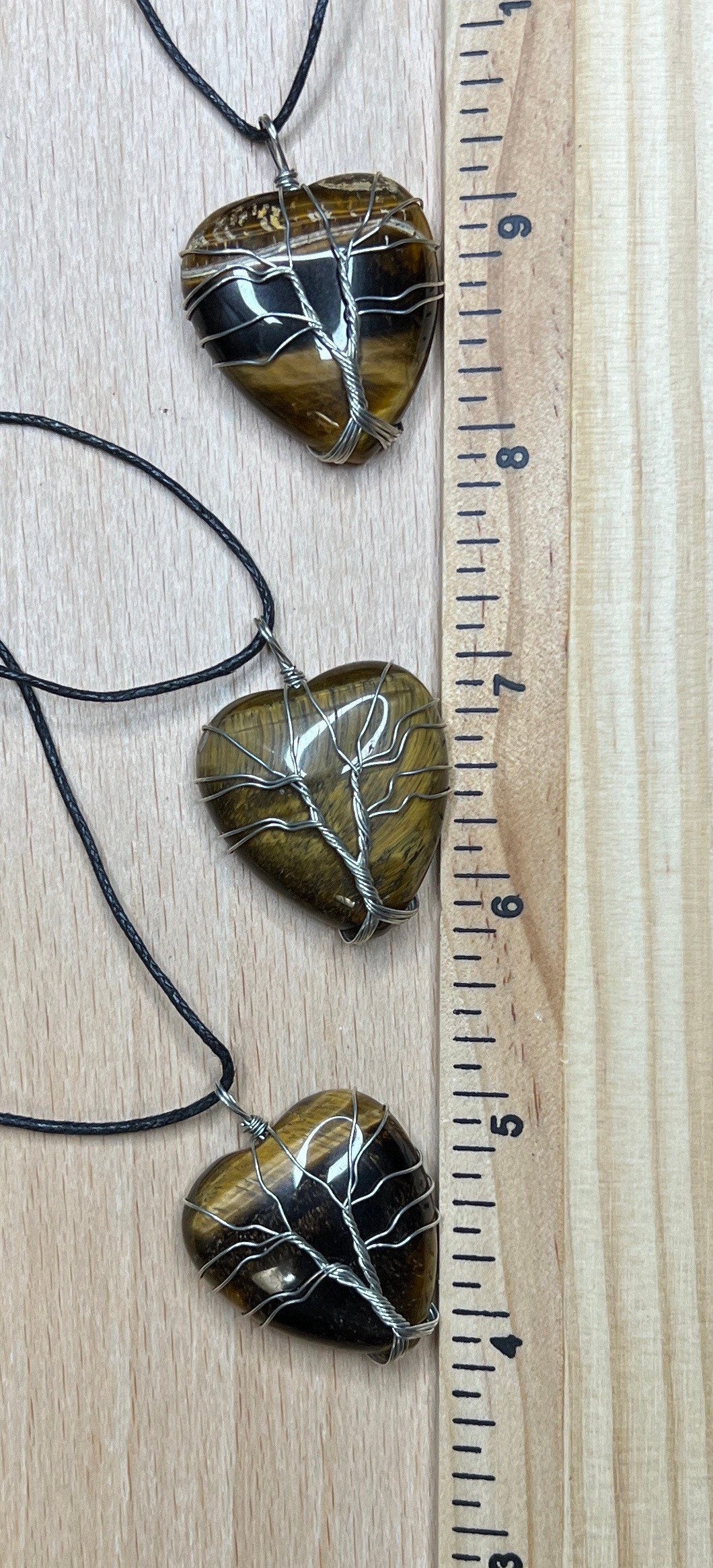 Tigers Eye Heart Wire Wrapped Necklace NCK-2666 Tree of Life