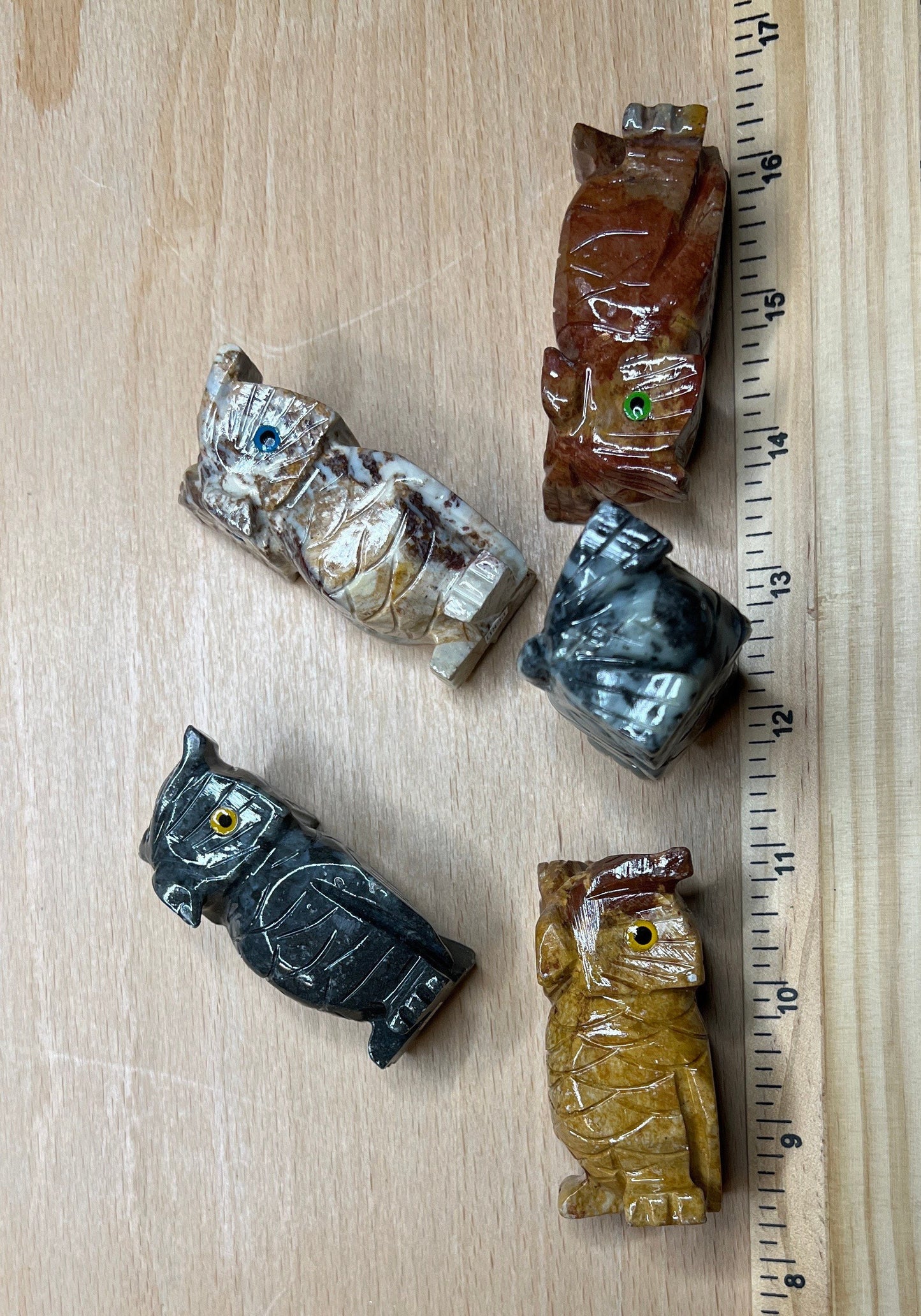 Carved Owl Soapstone Figurine 0802 Approx. 2 5/8”