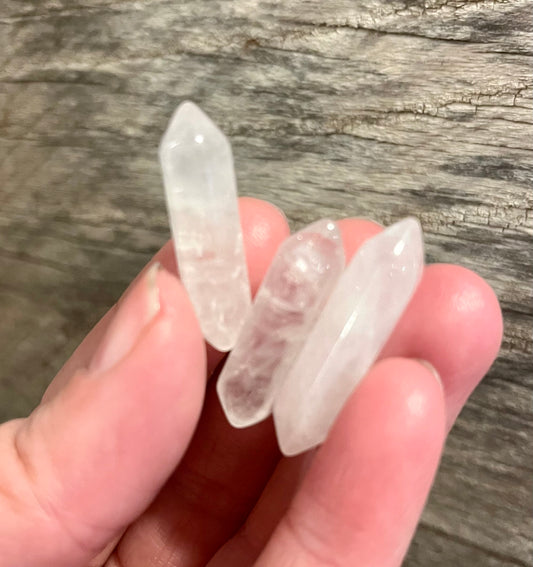 Quartz Double Terminated Point Crystal, ( Approx. 1 1/8” long) One Crystal, Metaphysical Quartz T-0049