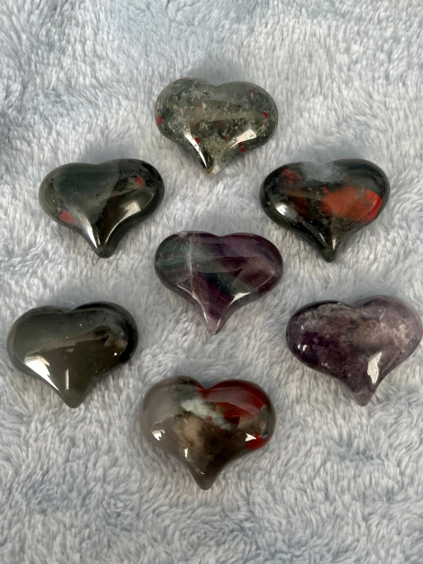 African Blood Agate Puffy Heart (Approx. 3/4”x1”0532-D