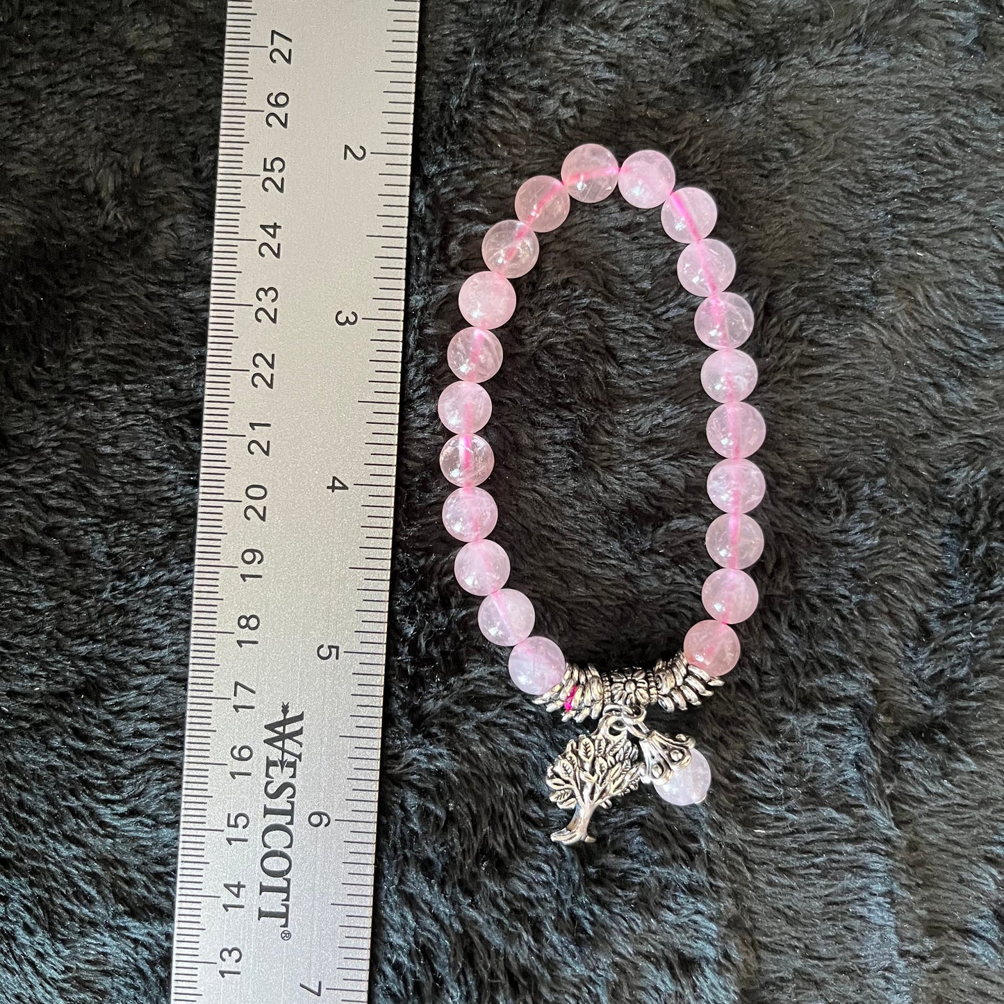 Rose Quartz Tree of Life Charm Bracelet BRC-0191