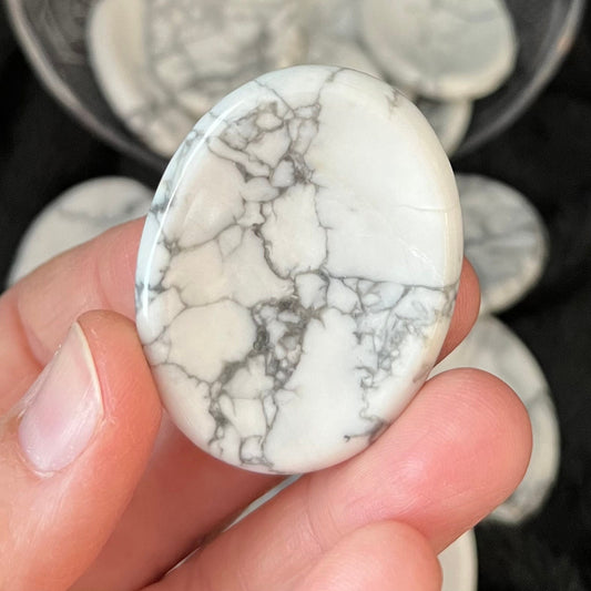 White Howlite  Worry Stone (Approx 1/3/8" x 1 3/4") 1401