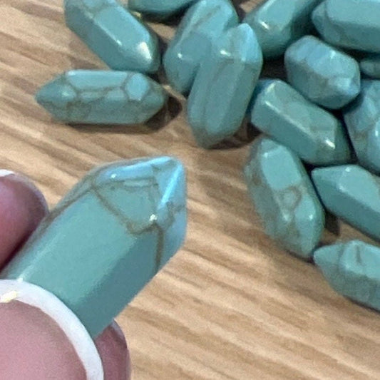Sea Blue Howlite Double Terminated Crystal Point T-0062 (Approx. 3/4”)