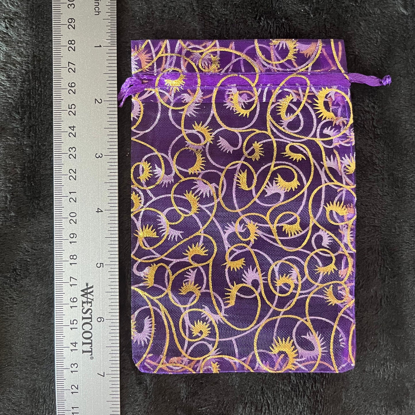 Purple Metallic Swirl Organza Bag (Approx. 4” x 6") BAG-0087
