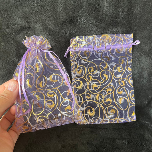 Lavender Purple Metallic Swirl Organza Bag (Approx. 4” x 6") BAG-0086