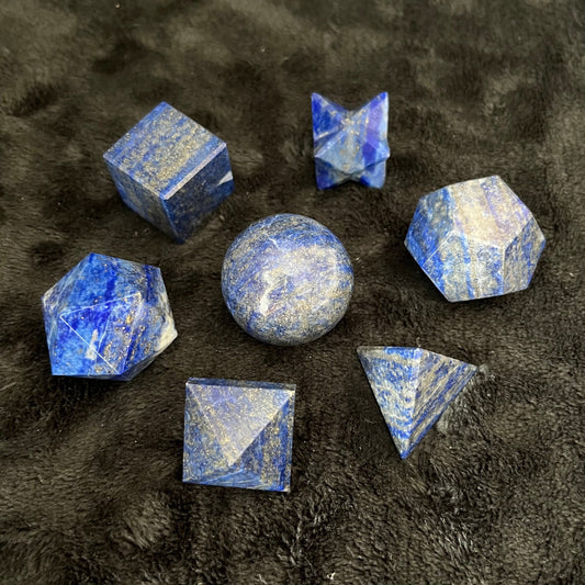 Lapis Lazuli 7-piece Sacred Geometry Set (Approx. 25mm) E-0025