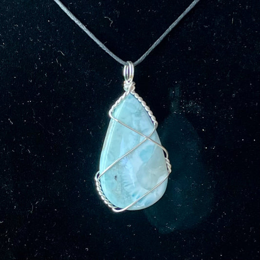 Larimar Wire Wrapped Necklace (Large) WN-0042
