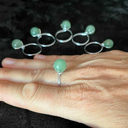Green Aventurine Wire Wrapped Ring (Size 8)  1184