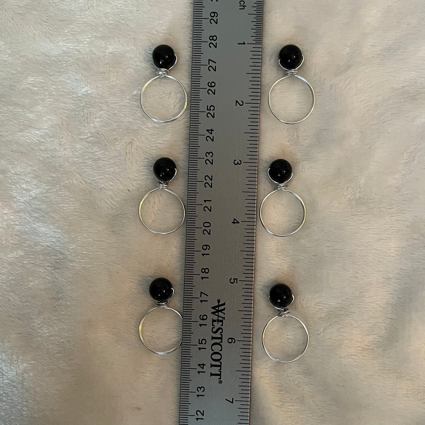 Black Obsidian Wire Wrapped Ring (Size 8) 1186