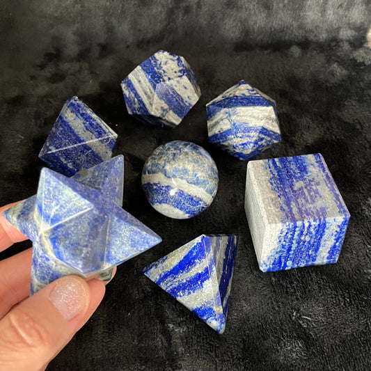 Lapis Lazuli 7 Piece Sacred Geometry  Set (Approx. 45-55mm) F-0051