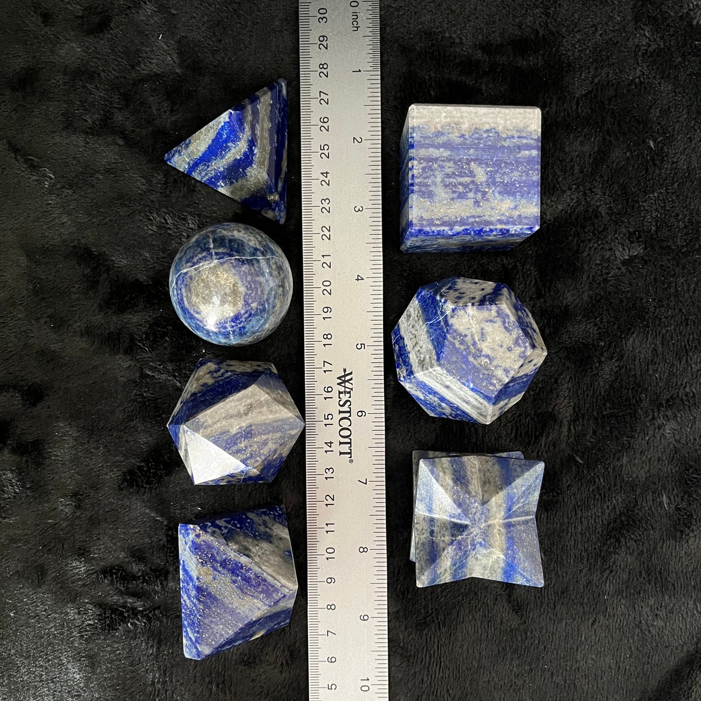 Lapis Lazuli 7 Piece Sacred Geometry Set (Approx. 45-55mm) F-0051