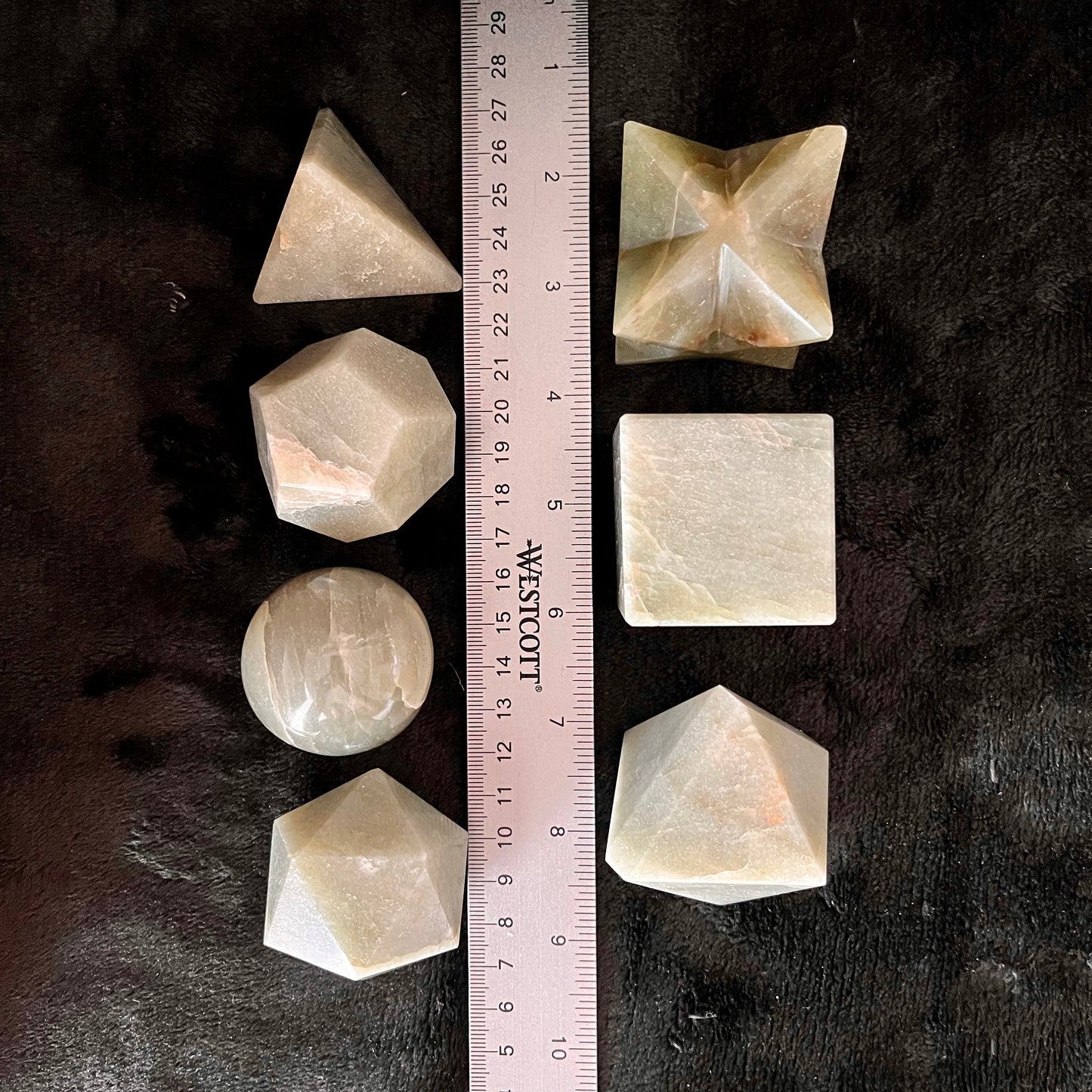 Green Aventurine 7 Piece Sacred Geometry Set (Approx. 45-55mm) F-0052