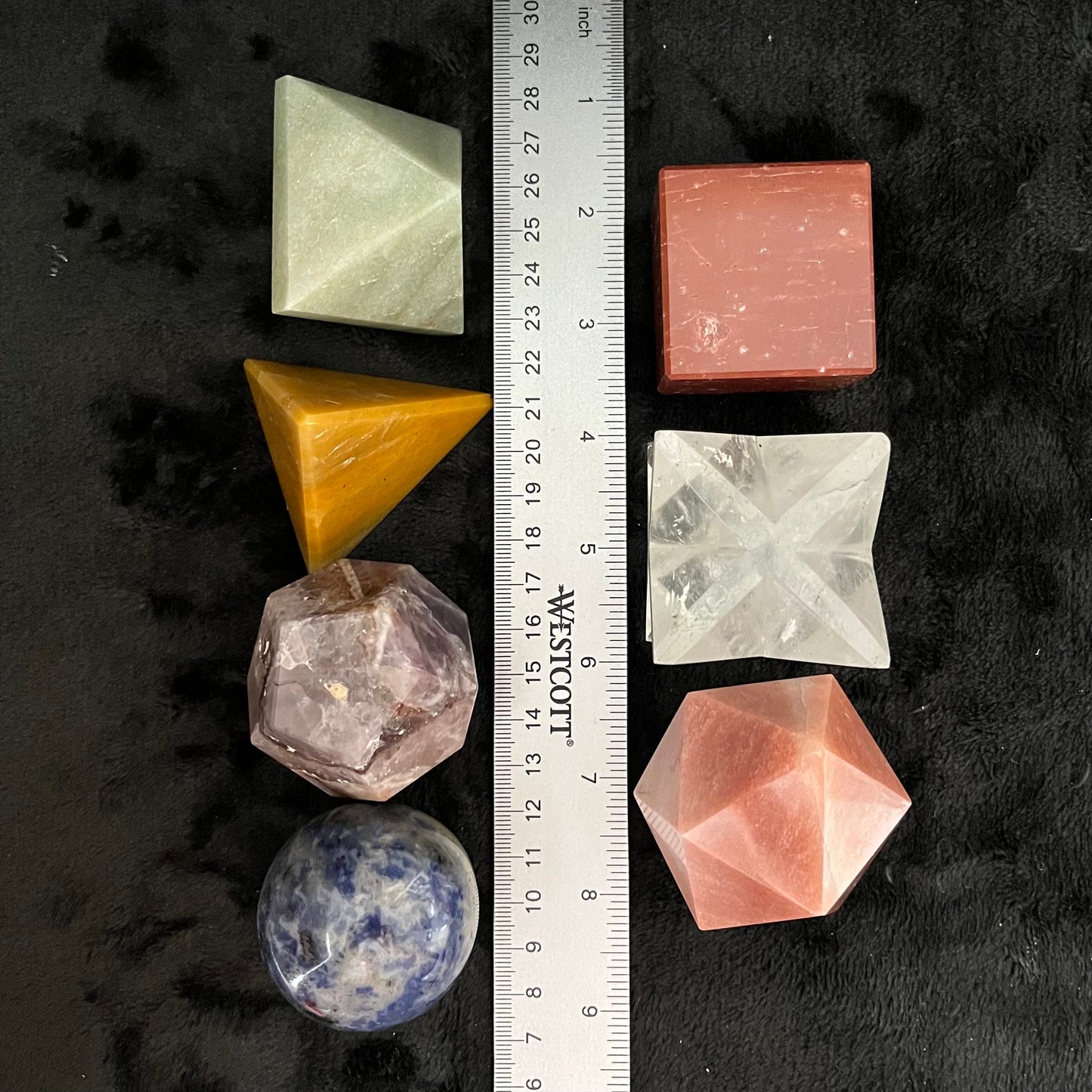 Chakra Gemstone 7-piece Sacred Geometry Set (Approx. 45-55mm) F-0054
