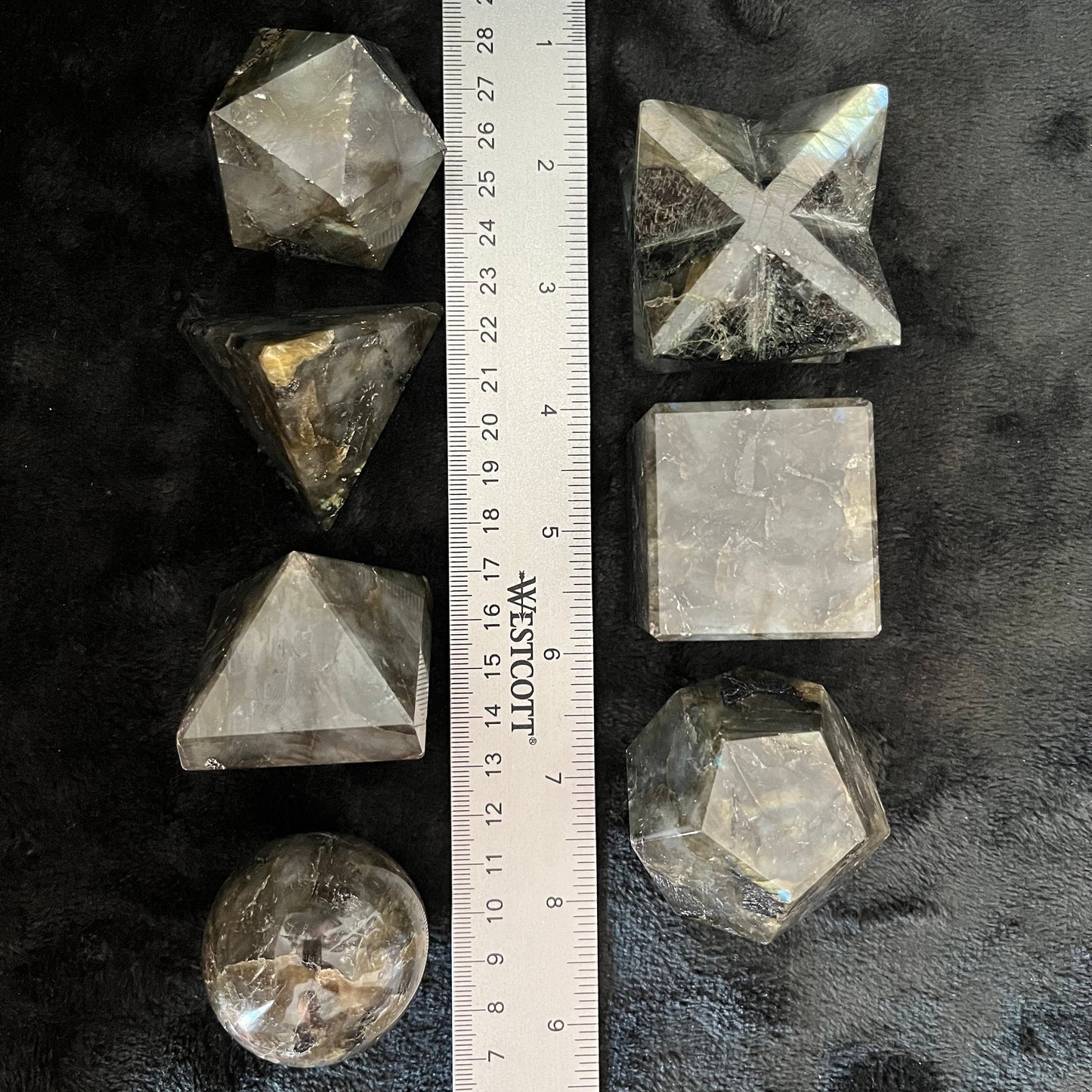Labradorite 7-piece Sacred Geometry Set (Approx. 45-55mm) F-0050