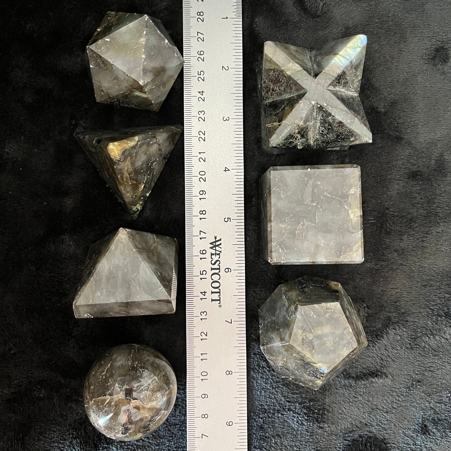 Labradorite 7-piece Sacred Geometry Set   (Approx. 45-55mm) F-0050