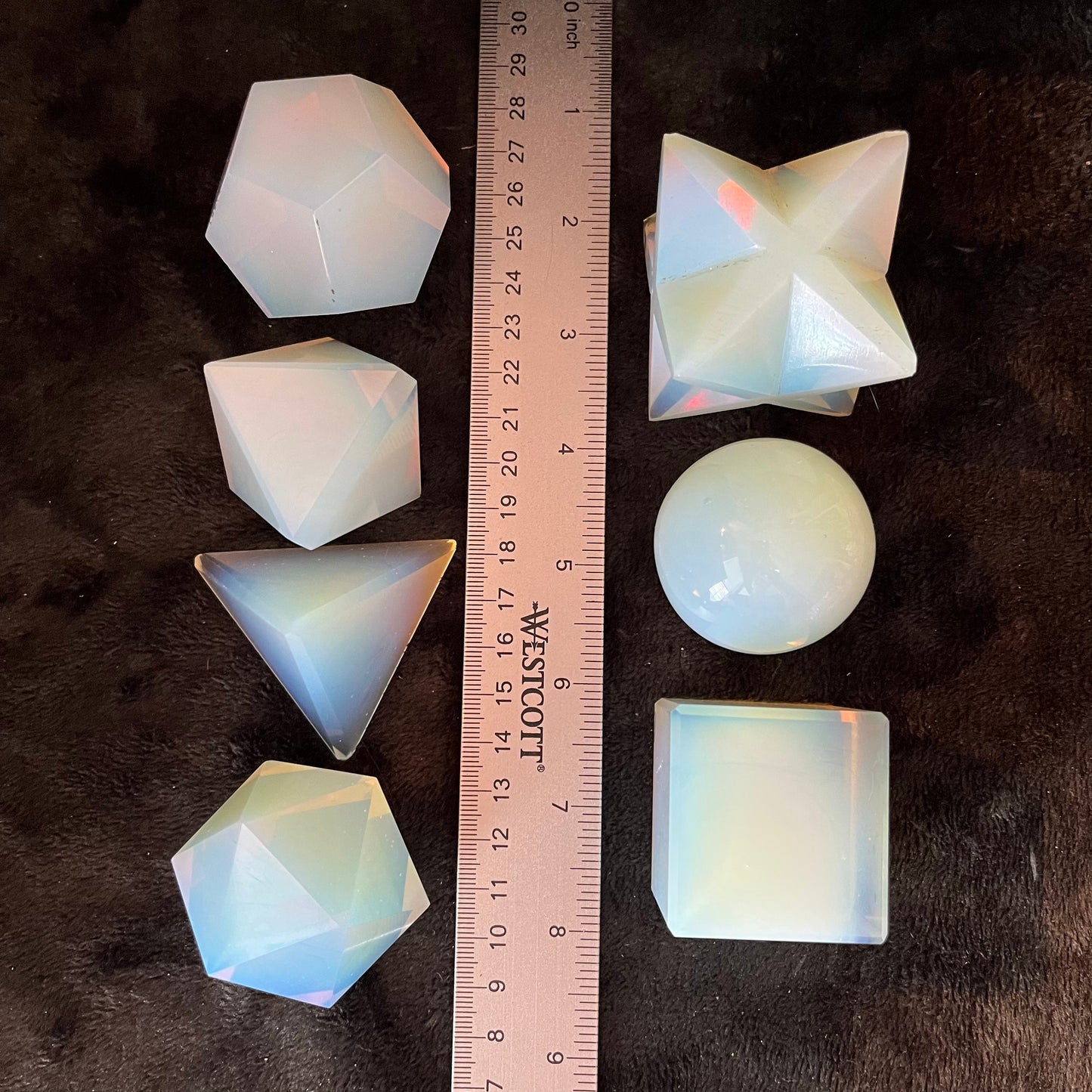 Opalite 7-piece Sacred Geometry Set (Approx. 45-55mm) F-0061