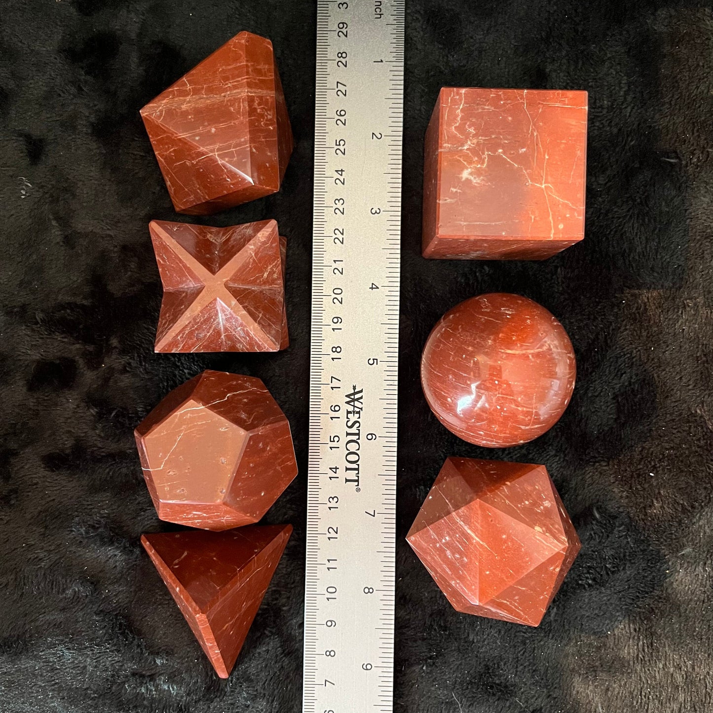 Red Jasper 7-piece Sacred Geometry Set (Approx. 45-55mm) F-0059