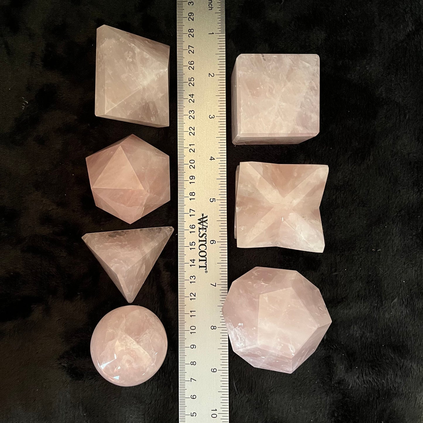 Rose Quartz  7-piece Sacred Geometry Set   (Approx. 45-55mm) F-0058