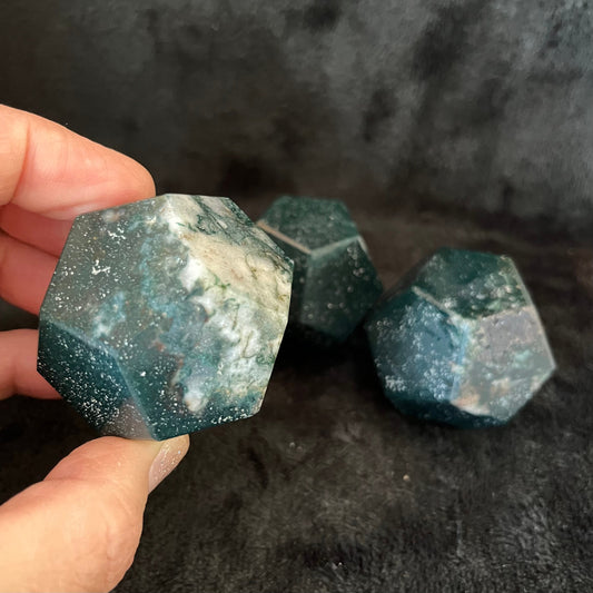Moss Agate Dodecahedron (Approx. 45mm-55mm) 1481