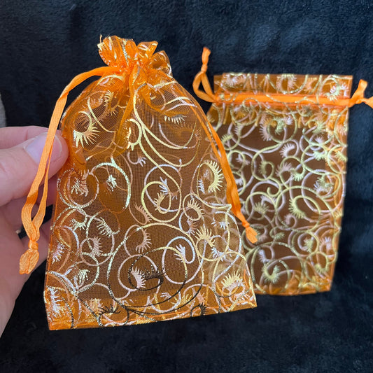 Orange Metallic Swirl Organza Bag (Approx. 4” X 6”) BAG-0181