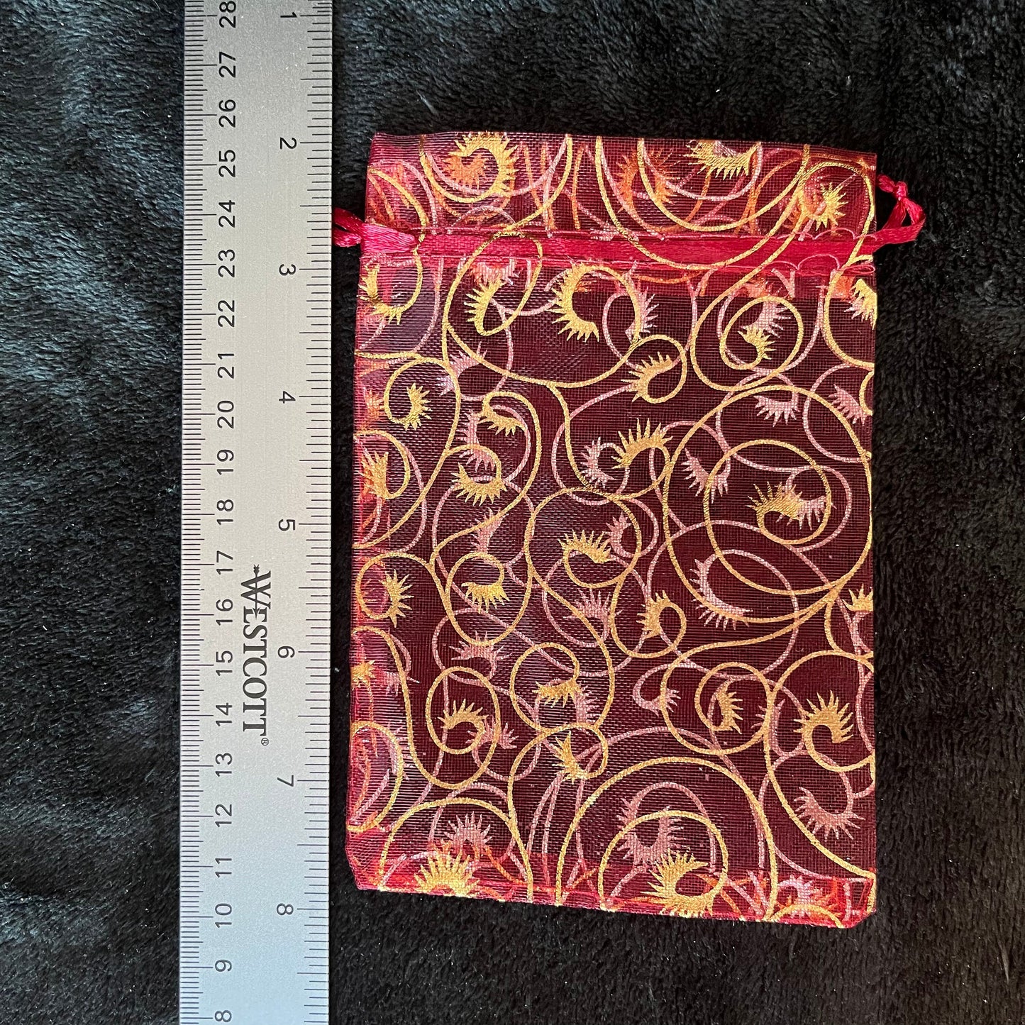 Burgundy Metallic Swirl Organza Bag (Approx. 4” X 6”) BAG-0182