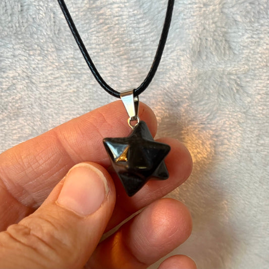 Black Obsidian Merkaba Necklace NCK-2746