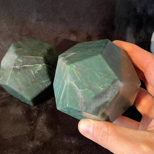 Green Jade Dodecahedron, Very Large (Approx. 85mm) F-0073