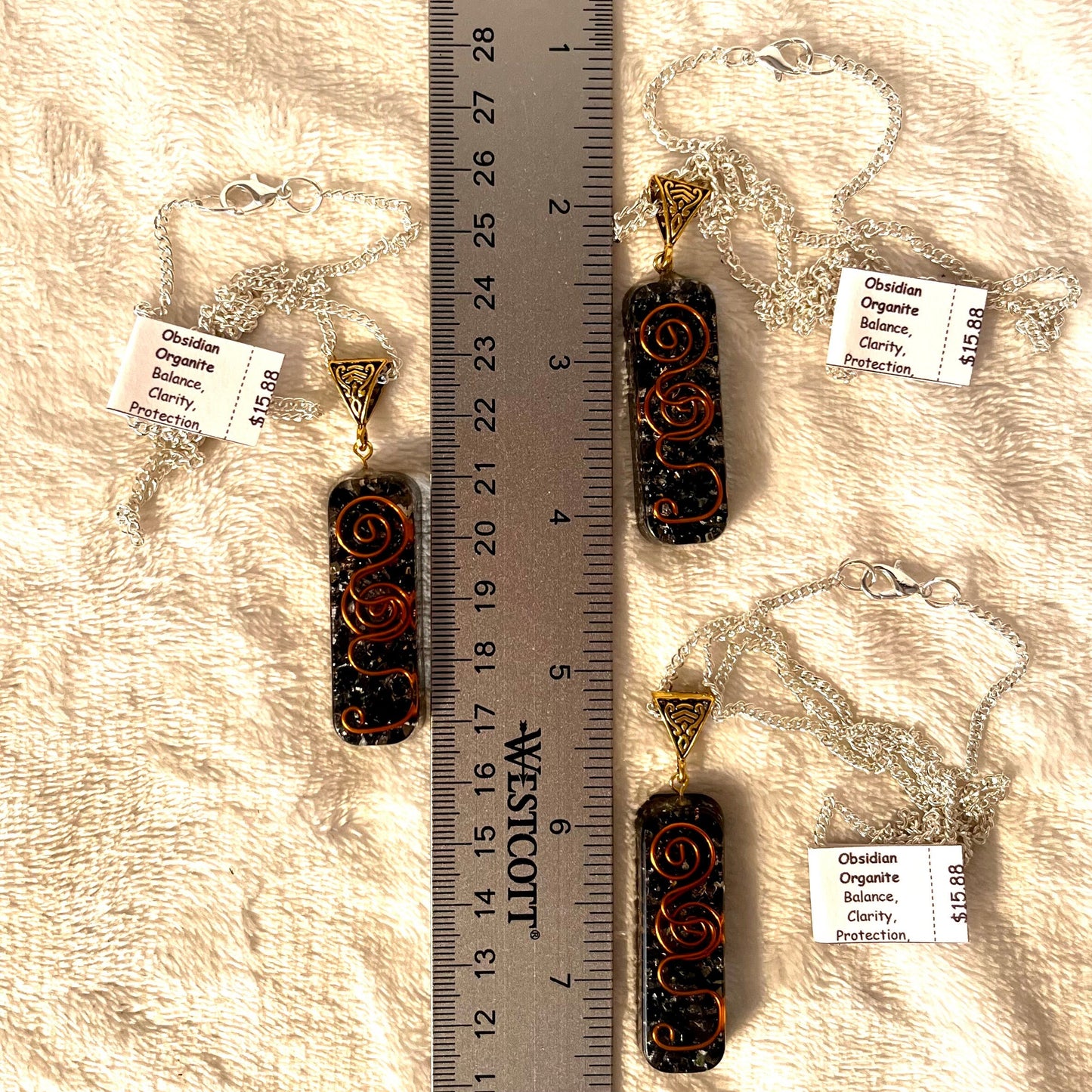 Obsidian Orgonite ((Crystals in Resin) Necklace (tumbled stone) NCK-2810